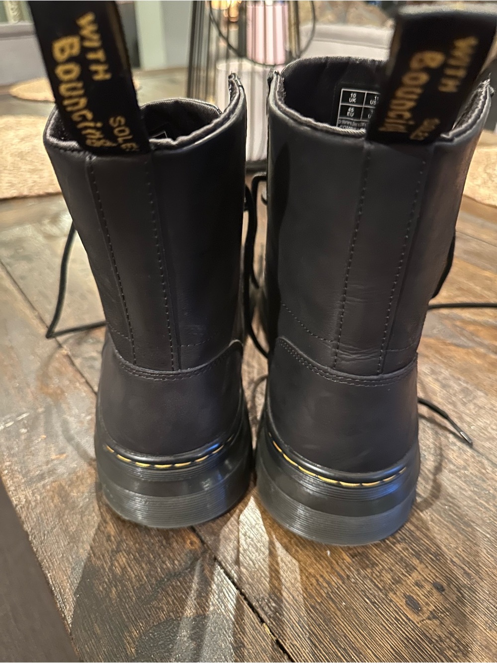 Dr. Martens Black Combs Lace-Up 8-Eye Combat Boots Soft Leather - Picture 4 of 7